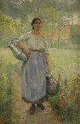 Elisabeth Keyser Fransk bondflicka med mjolkspannar oil painting reproduction